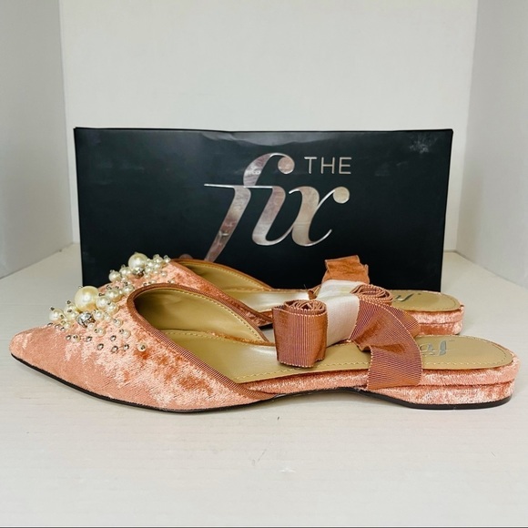 The Fix Women's Porter Pointed Toe Ankle Wrap Flat Slide Pearls Sorbet - Picture 8 of 10